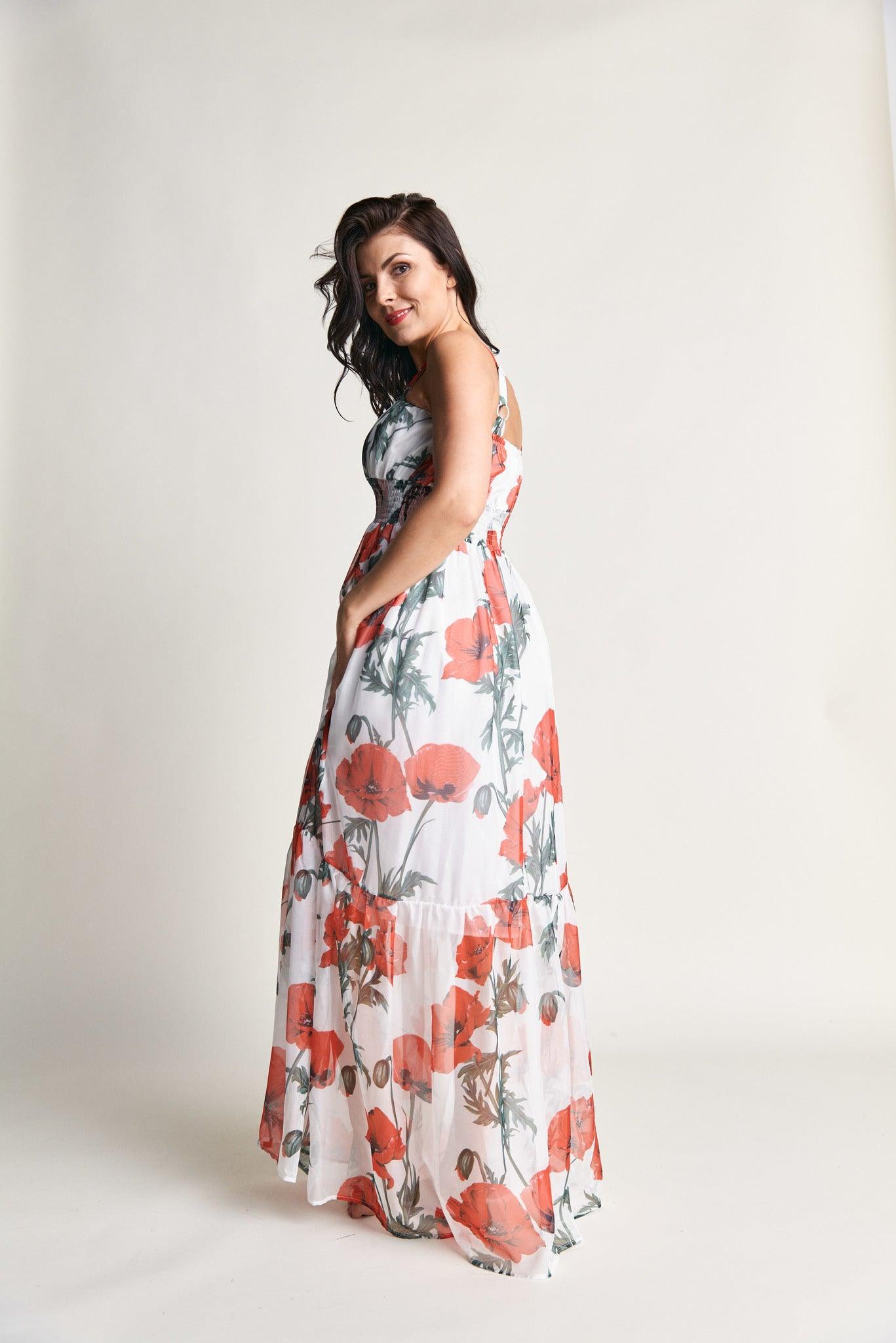 Langes Kleid mit floralem Muster - Lidamoh Fashion