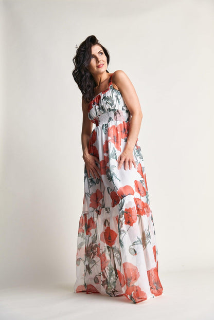 Langes Kleid mit floralem Muster - Lidamoh Fashion
